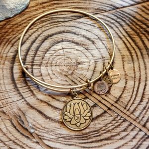 Alex and Ani gold tone bracelet "lotus peace flower"